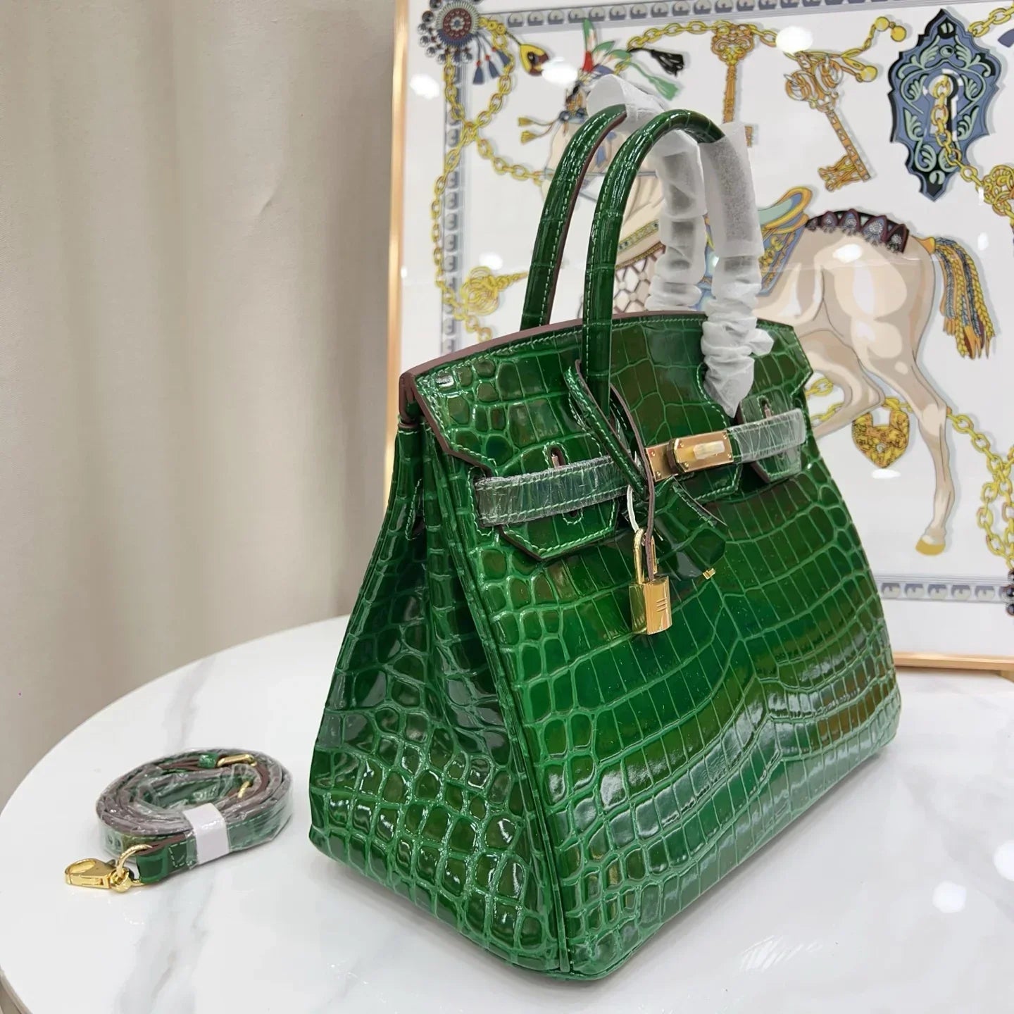 Birkin Emerald Shiny Niloticus Crocodile Gold Hardware