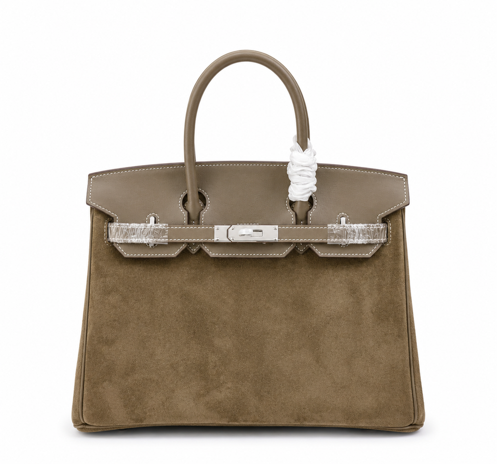 Birkin 30 Etoupe Swift Leather and Suede Splicing Bag
