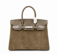 Birkin 30 Etoupe Swift Leather and Suede Splicing Bag