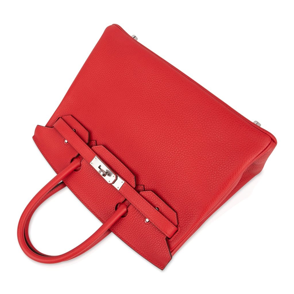 Verso Birkin 30 Bag Rouge Tomate & Natural Sable Togo Leather with Palladium Hardwre