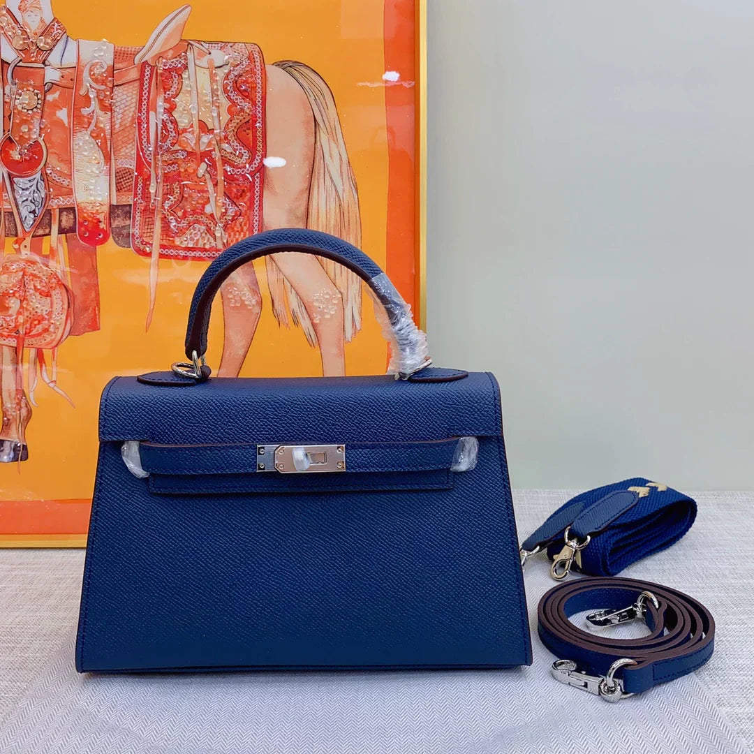 Kelly Mini II Sellier Blue Electric Epsom Palladium Hardware
