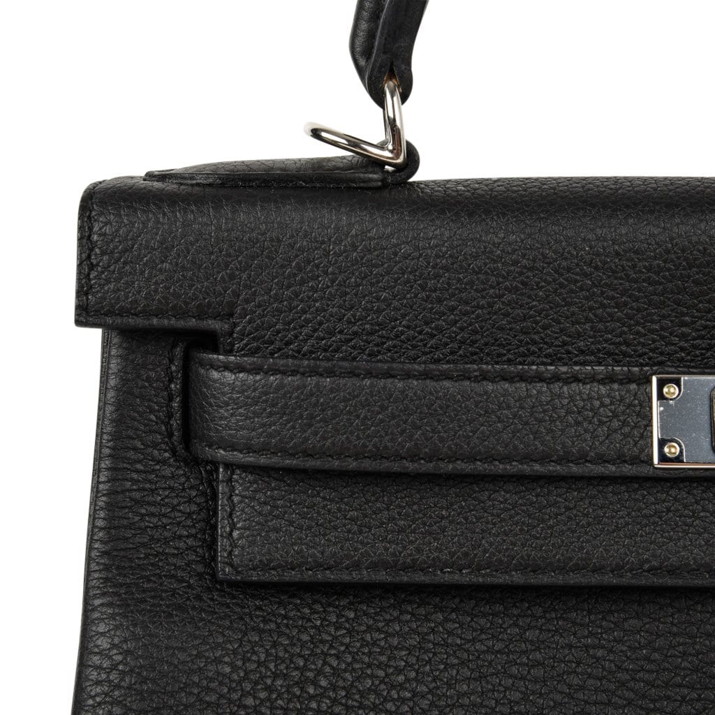 Kelly 28 Bag Black Retourne Togo Palladium Hardware