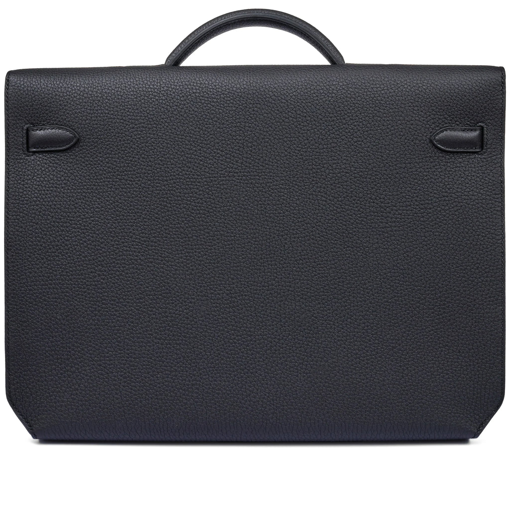 Kelly Black Togo 36 Briefcase Palladium Hardware FR trendy frosted leather casual bag