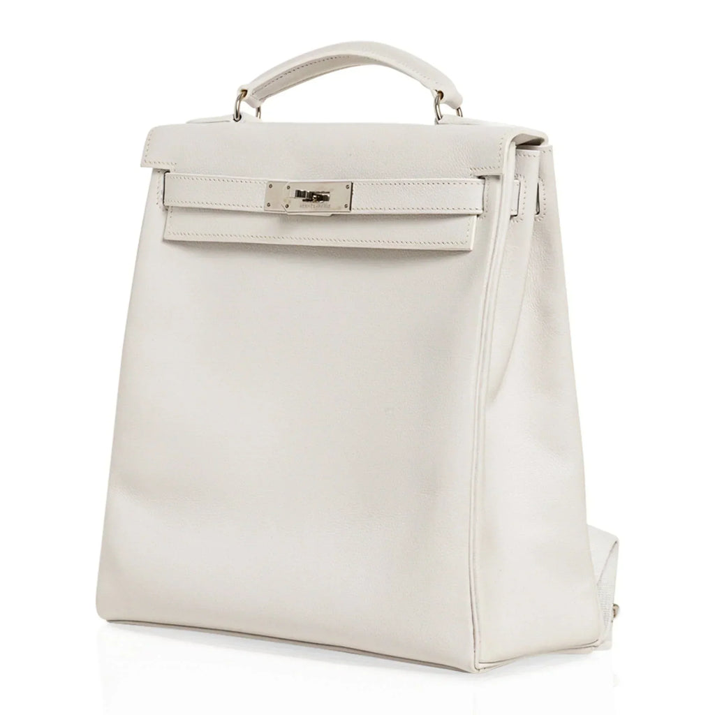Kelly Ado 28 Bag White Evergrain Palladium Hardware