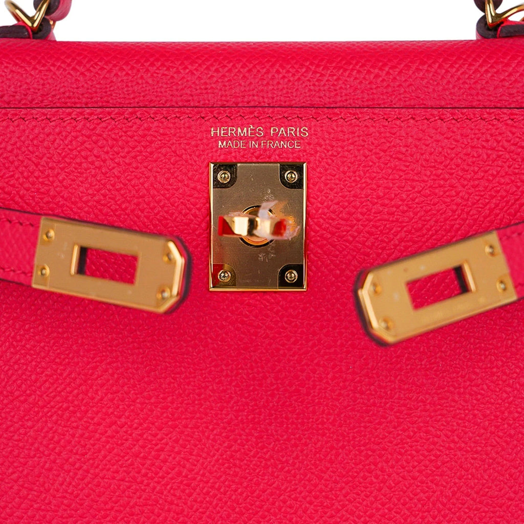 Kelly 20 Mini Sellier Bag Rose Extreme Epsom Gold Hardware New w/Box