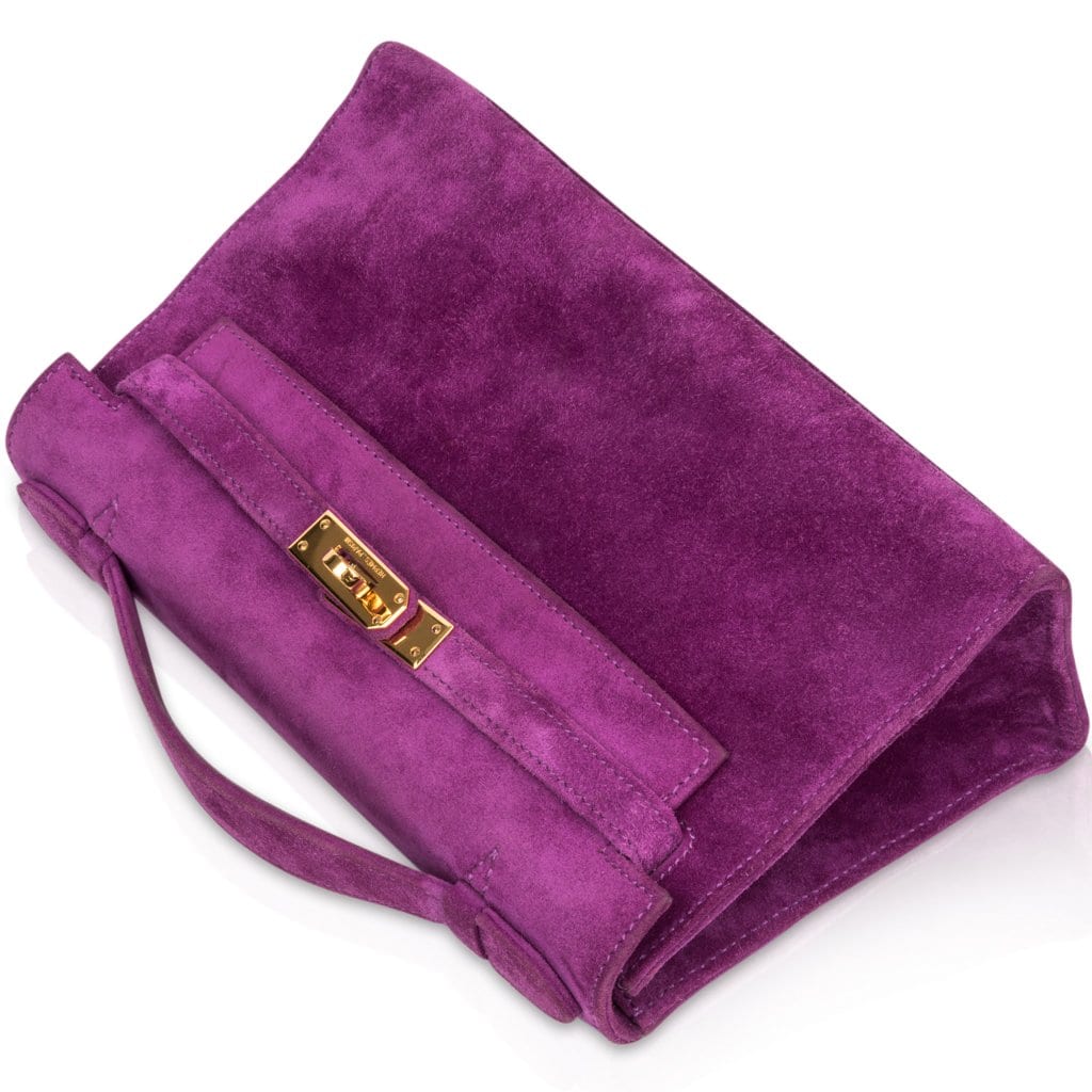 Kelly Pochette Doblis (Suede) Violet Purple Clutch Bag Gold