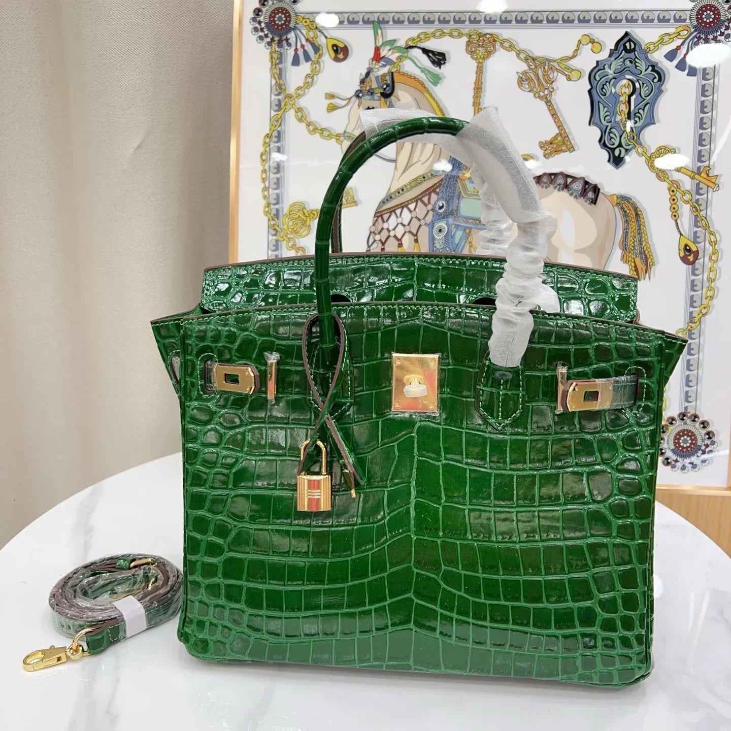 Birkin Emerald Shiny Niloticus Crocodile Gold Hardware