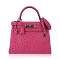 Kelly 25 Retourne Bag Fuchsia Ostrich with Palladium Hardware