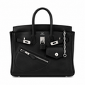 Birkin 25 Rock Sellier in Noir Swift Leather (Palladium Hardware)
