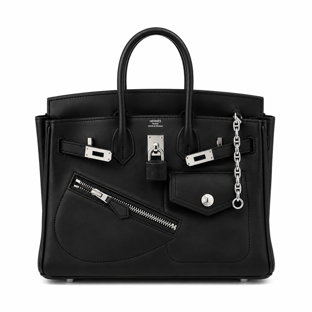 Birkin 25 Rock Sellier in Noir Swift Leather (Palladium Hardware)