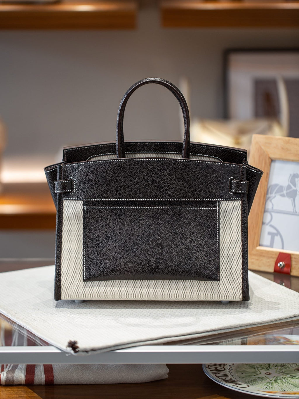 Birkin 35 A L'Envers Black-Ecru Toile H Canvas and Black Volupto Palladium Hardware