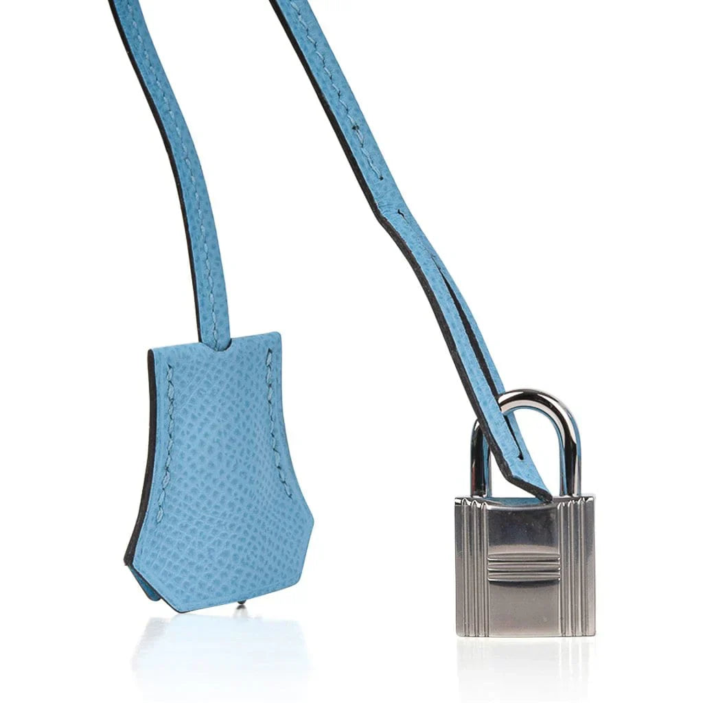 Birkin 30 Bag Blue Celeste Epsom Palladium Hardware New