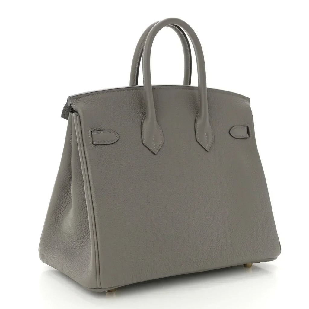 Birkin 25 Gris Meyer crafted from incredibly soft Togo calfskin leather