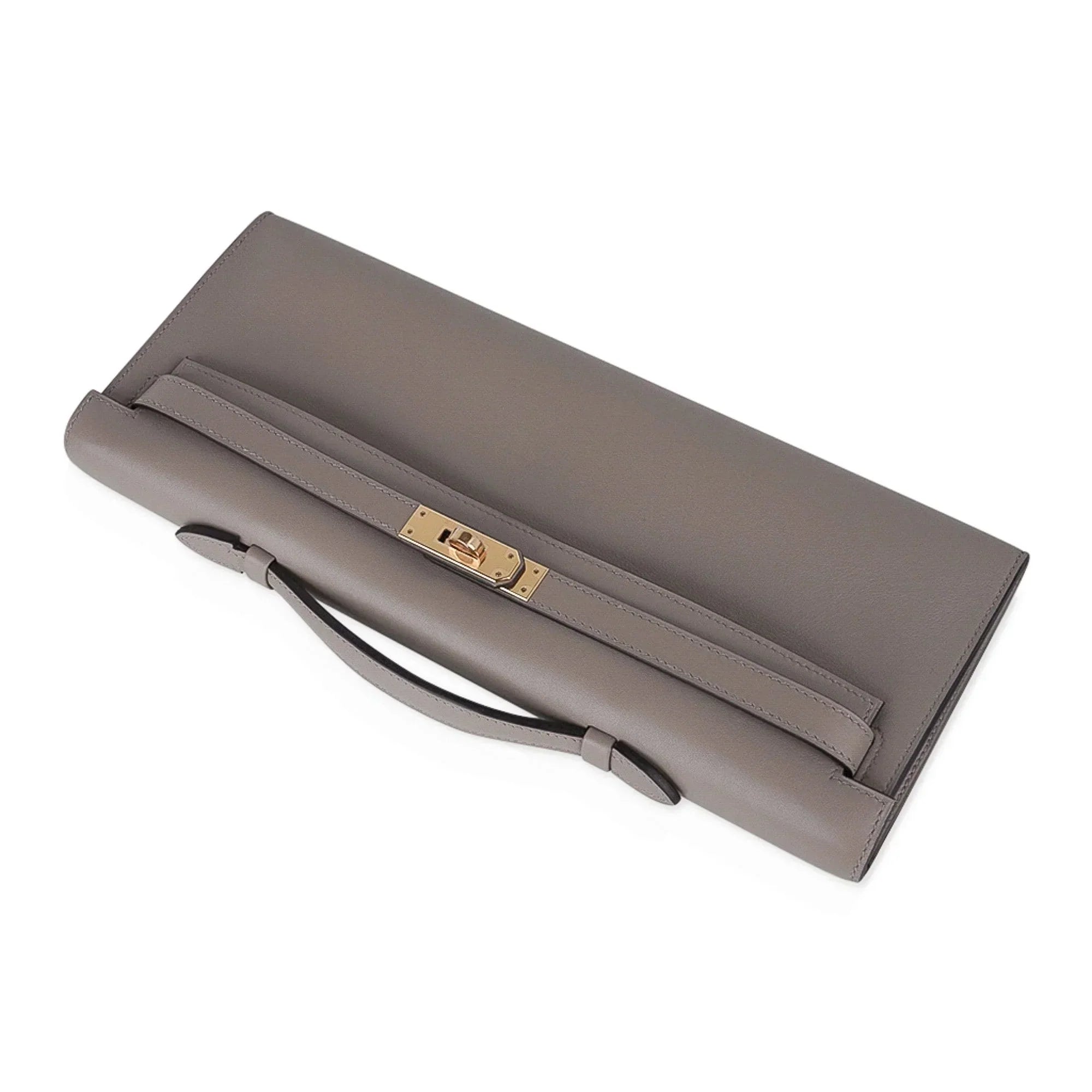 Kelly Cut Bag Gris Asphalte Gray Clutch Swift Gold Hardware