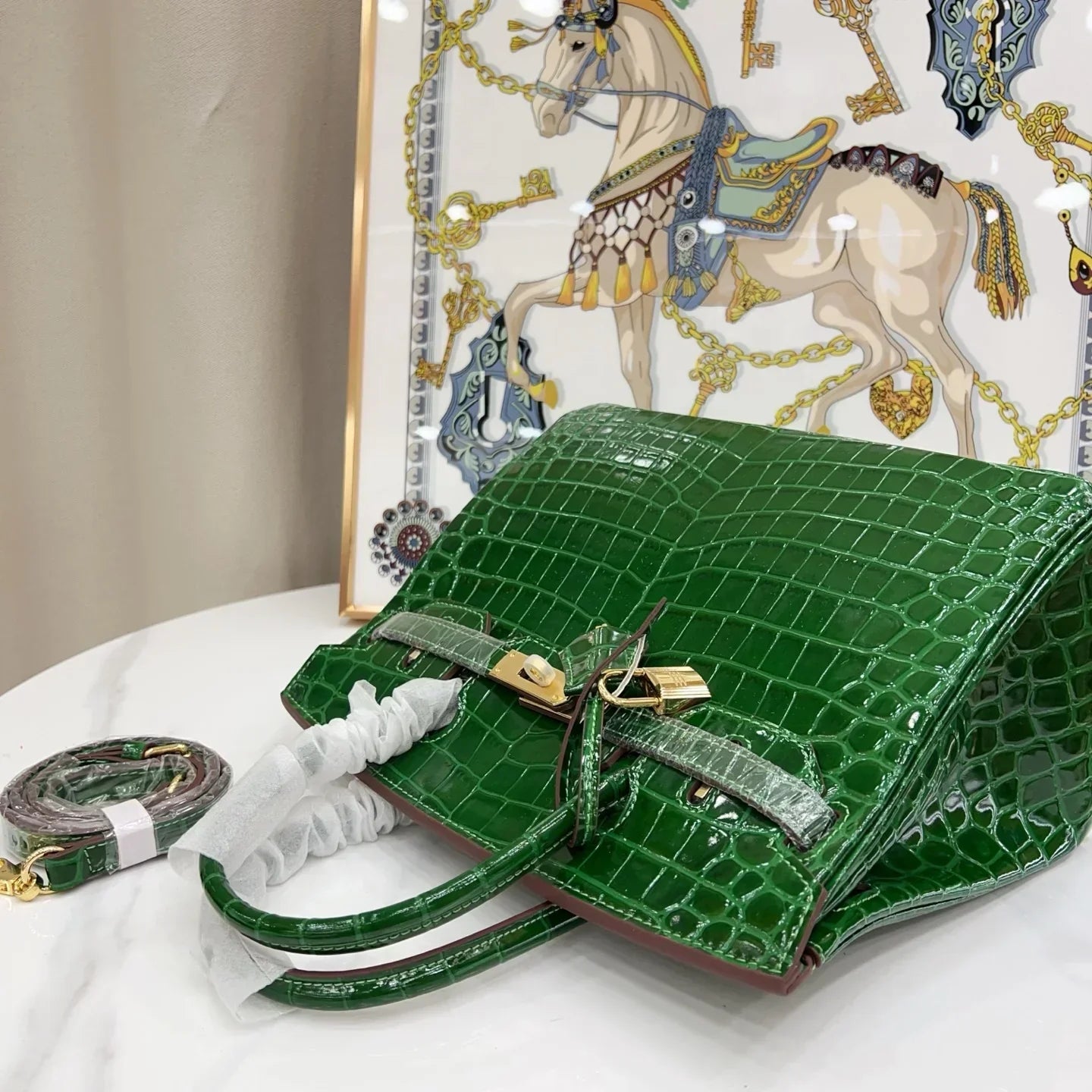 Birkin Emerald Shiny Niloticus Crocodile Gold Hardware