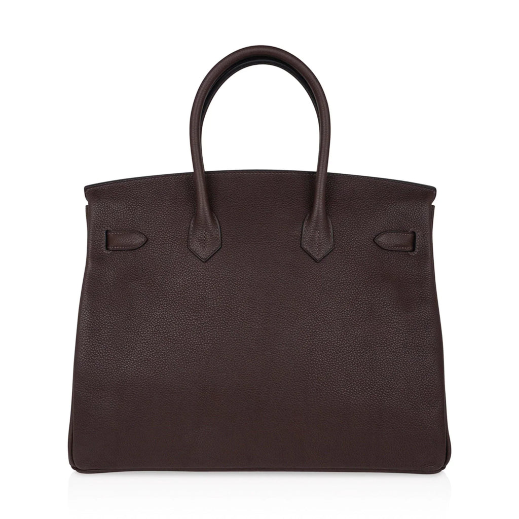 Birkin 35 Bag Ebene Barenia Faubourg Leather with Palladium Hardware