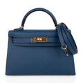 Kelly 20 Mini Sellier Bag Deep Blue Epsom Leather Gold Hardware