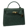 Kelly Cyprus green Cowhide Ostrich Grain Texture gold Hardware