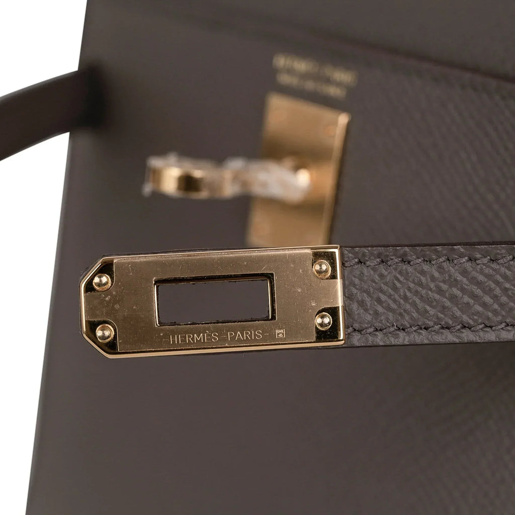 Kelly 20 Mini Sellier Bag Etain Epsom Leather Gold Hardware New w/Box