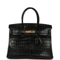 Birkin Black Matte Niloticus Crocodile Gold Hardware
