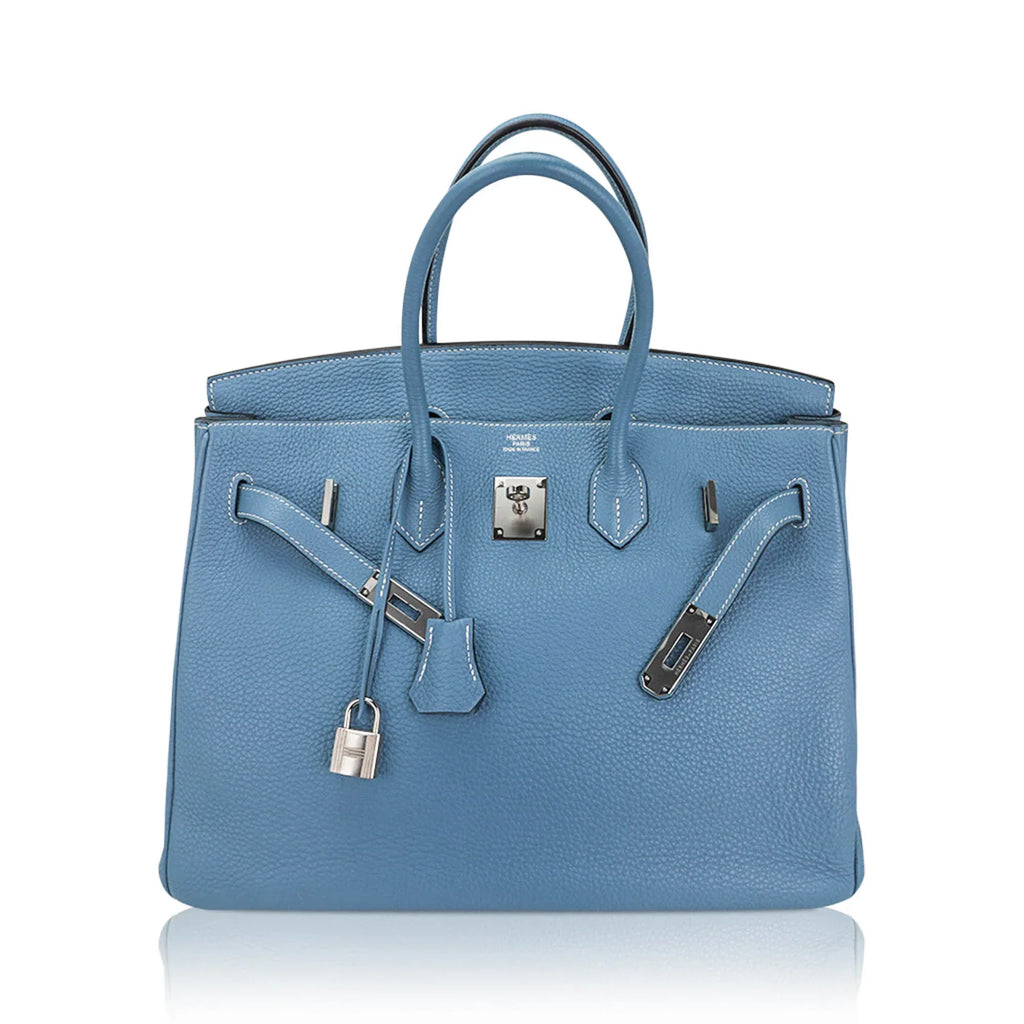 Birkin 35 Bag Blue Jean Togo Leather with Palladium Hardware