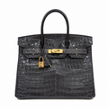Birkin Style 25/30/35 Retourne in Etoupe Crocodile-Embossed Leather (Gold Hardware)
