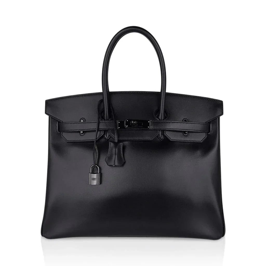 Birkin 35 Bag So Black Box Leather Limited Edition Very Rare