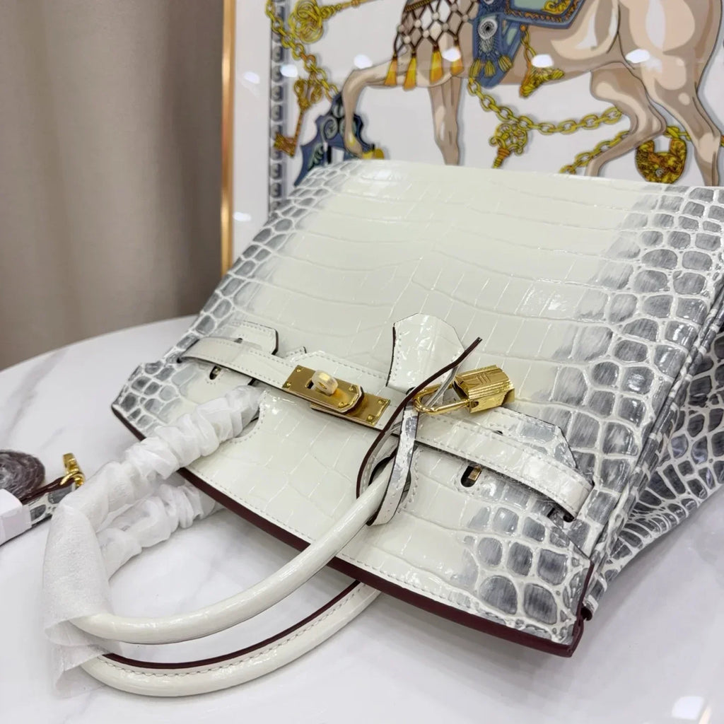 Birkin Bag Crocodile-Grain Cowhide Leather Gold Hardware