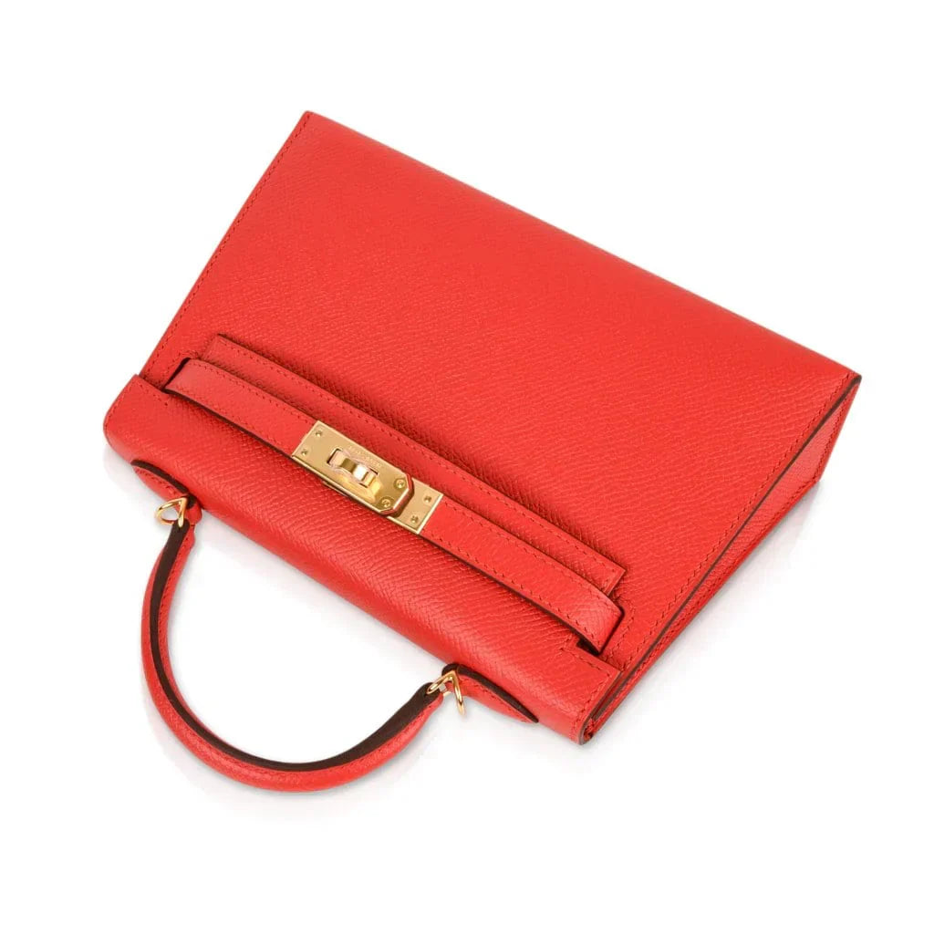 Kelly 20 Mini Sellier Bag Rouge Tomate Epsom Gold Hardware