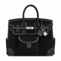Birkin Cargo 25 All Black Swift Leather and Canvas Multi-Pocket Bag