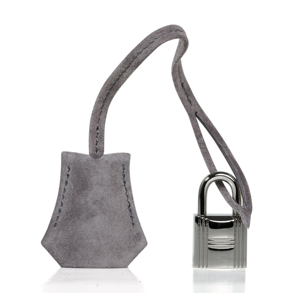 Birkin 25 Bag Gris Fume Doblis Suede with Palladium Hardware