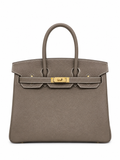 Birkin 30 Retourne in Etoupe Togo Leather with White Stitching (Gold Hardware)