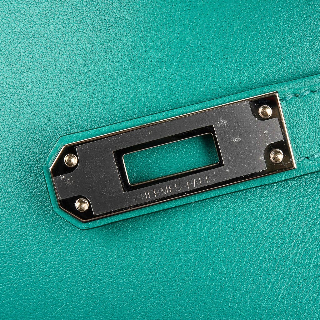 Kelly Cut Vert Verone Clutch Bag Swift Palladium
