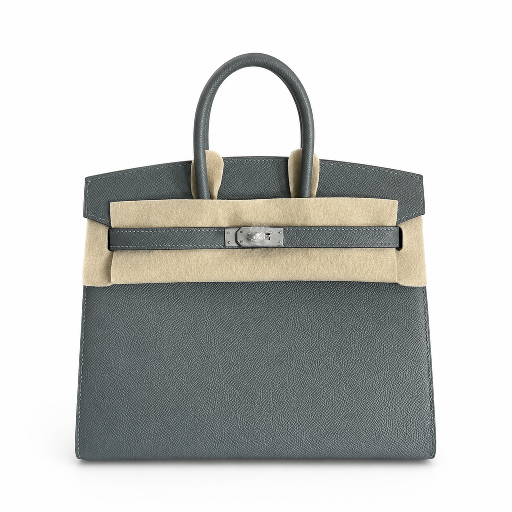 Birkin 25 Sellier 63 Vert Amande Epsom Silver Hardware