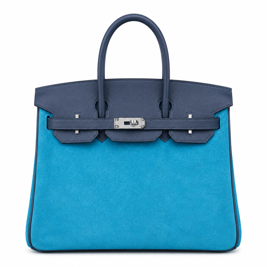 Rare Runaway Birkin 30cm Grizzly Agate Blue Suede Luxury Tote