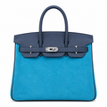 Rare Runaway Birkin 30cm Grizzly Agate Blue Suede Luxury Tote