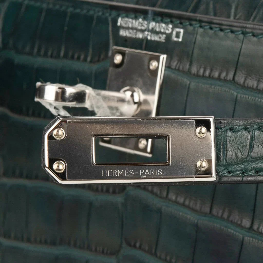 Kelly 20 Mini Sellier Bag Vert Cypress Matte Alligator Palladium