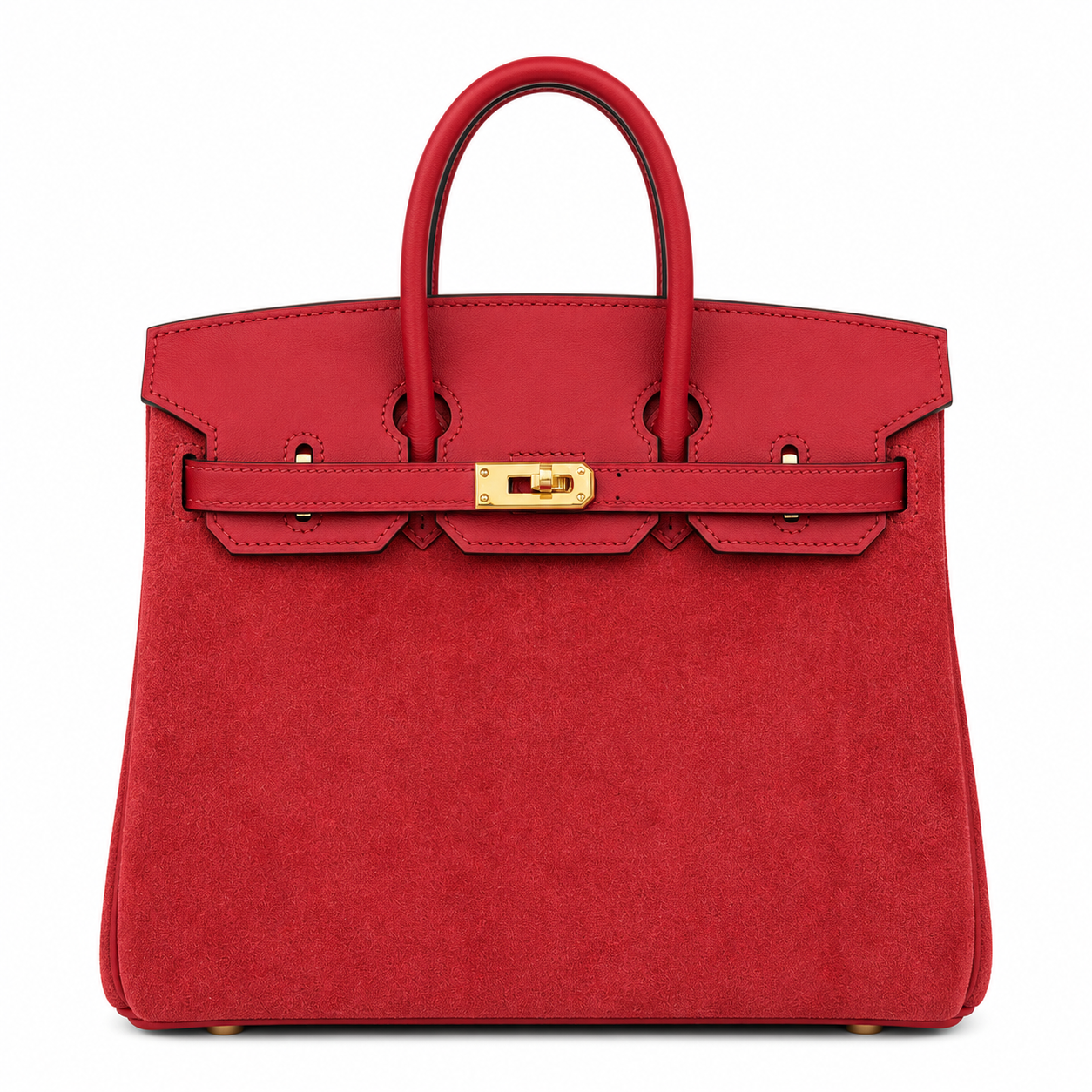 Rare Runaway Birkin 25cm Grizzly Rouge Casaque Suede Luxury Tote
