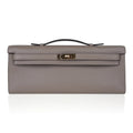 Kelly Cut Bag Gris Asphalte Gray Clutch Swift Gold Hardware