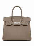 Birkin 30 Retourne in Etoupe Togo Leather with White Stitching (Palladium Hardware)