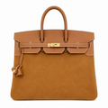 Birkin 40 Retourne in Gold Swift Leather and Suede Grizzly (Gold Hardware)