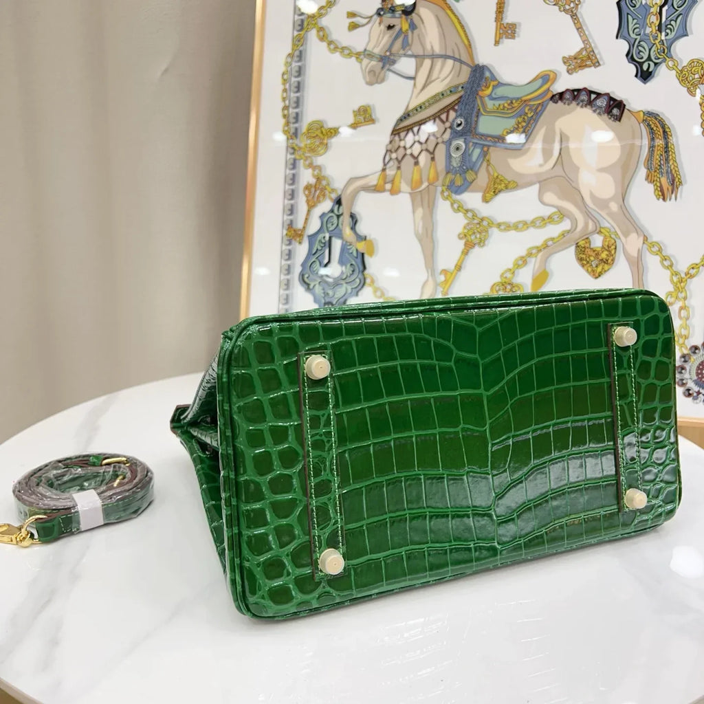 Birkin Emerald Shiny Niloticus Crocodile Gold Hardware