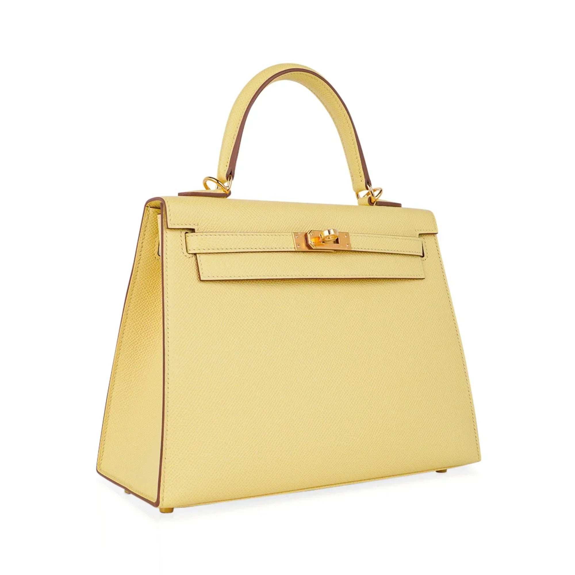 Kelly 25 Bag Jaune Poussin Epsom Gold Hardware