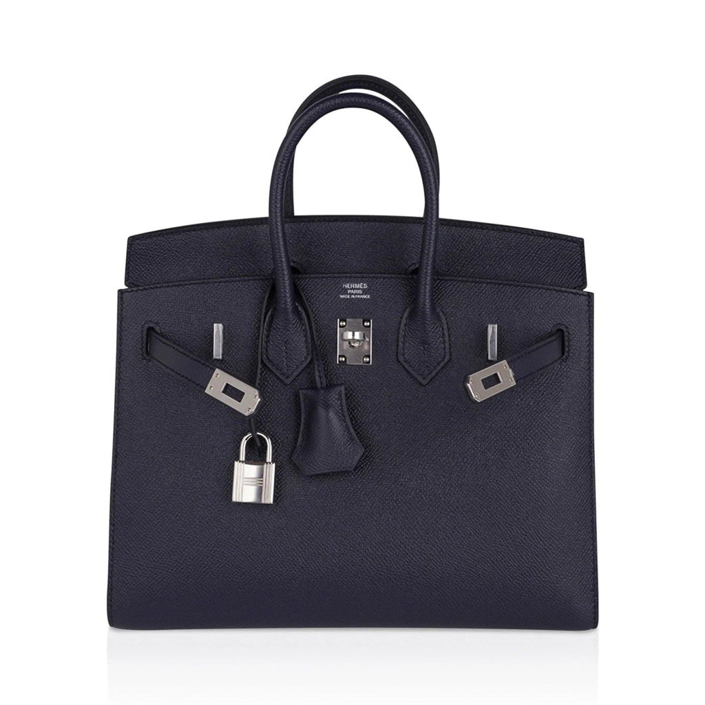 Birkin Sellier 25 Bag Blue Indigo Epsom Leather with Palladium Hardware