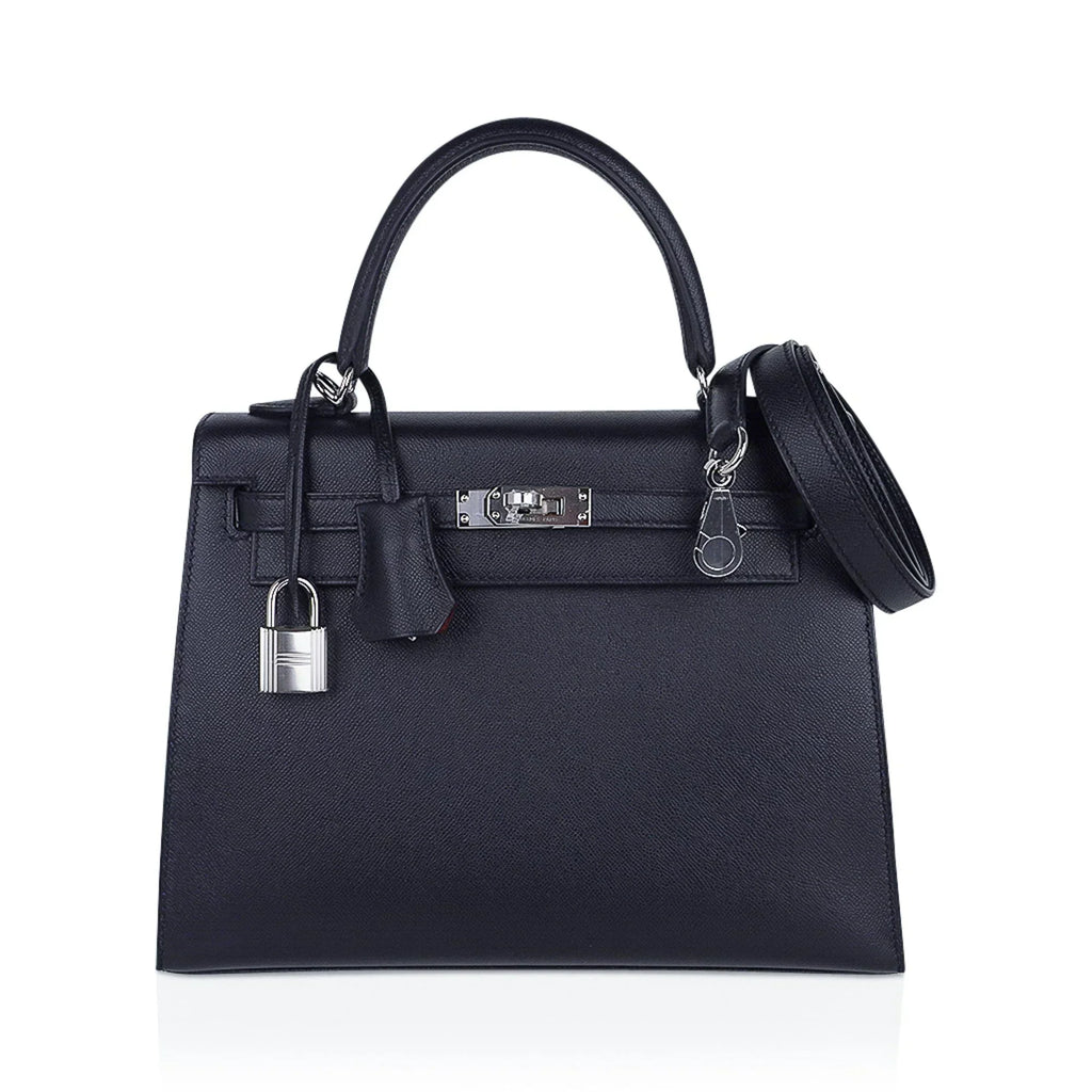 Verso Kelly Sellier 25 Bag Bleu de Minuit & Etrusque Veau Madame Leather with Palladium Hardware