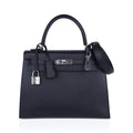 Verso Kelly Sellier 25 Bag Bleu de Minuit & Etrusque Veau Madame Leather with Palladium Hardware