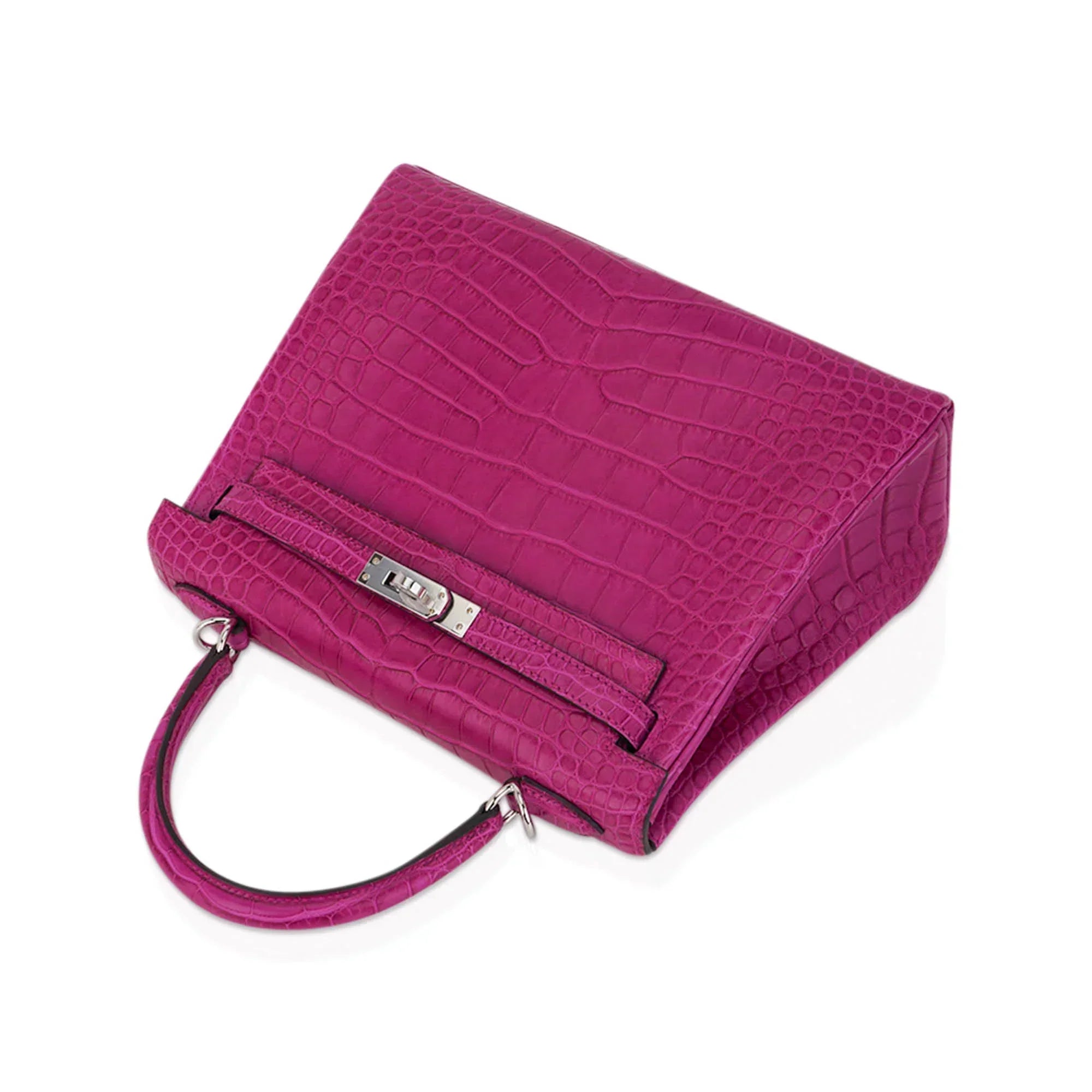 Kelly 25 Retourne Bag Rose Scheherazade Matte Alligator with Palladium Hardware