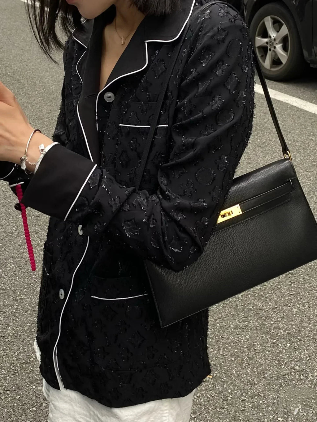 Kelly Pochette Noir Madame Gold Hardware