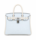 Birkin 25/30 Retourne Bi-Color in Bleu Brume and Craie Togo Leather (Palladium Hardware)