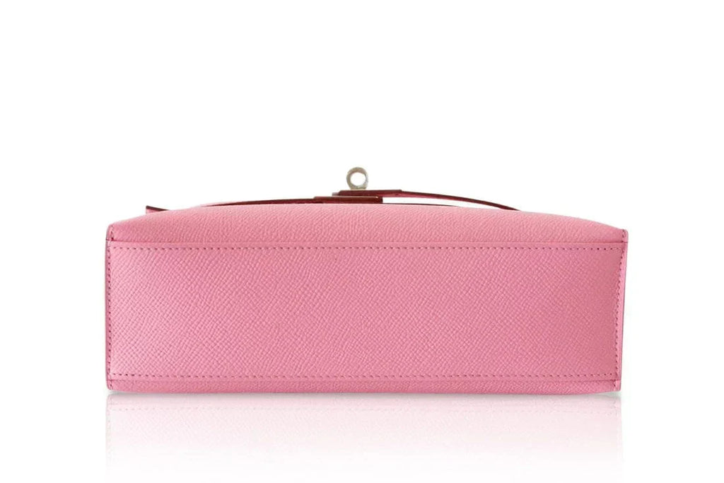 Kelly Pochette Clutch Bag Rose Confetti Pink Epsom Palladium
